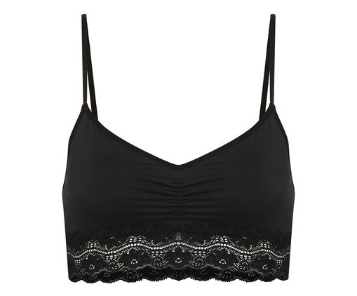 Sutiã Top Triângulo com Bojo Removível Básico com Renda Preto, Preto | WestwingNow