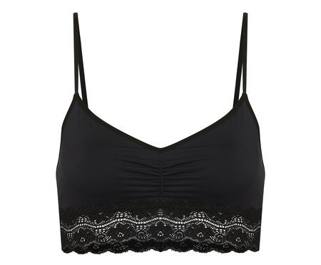 Sutiã Top Triângulo com Bojo Removível Básico com Renda Preto