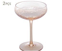 Jogo de Taça em Cristal Coupe Martelado Petra Âmbar