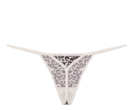 Calcinha String Fio Dental em Tule Oncinha Off-White | WestwingNow