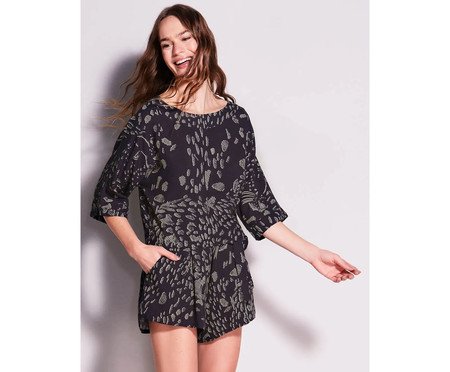 Cropped Mangas Amplas Saara Saara Preta | Westwing
