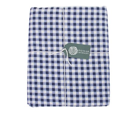 Toalha de Mesa Xadrez Azul e Branco Redonda | Westwing