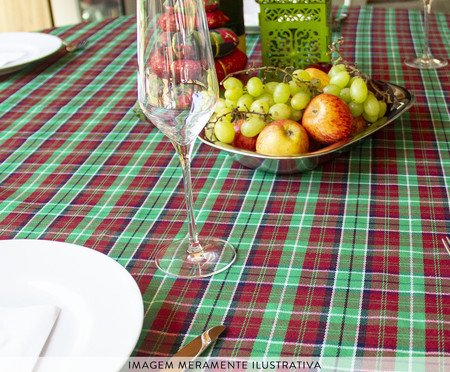 Toalha de Mesa Xadrez Verde e Vermelho Redonda | Westwing