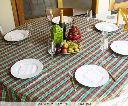 Toalha de Mesa Xadrez Verde e Vermelho Redonda | Westwing