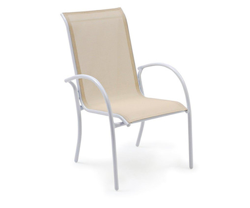 Cadeira Empilhável Mestra - Bege e Branca, Bege | WestwingNow