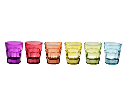 Jogo de Copos para Drinks em Vidro Edis - Colorido, Transparente | WestwingNow