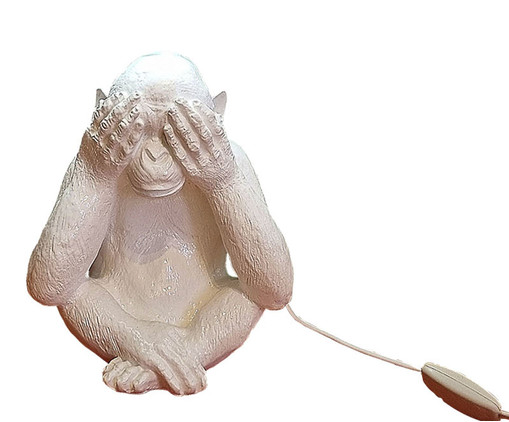 Base Luminária Macaco Sábio Cego Branco, Branco | WestwingNow