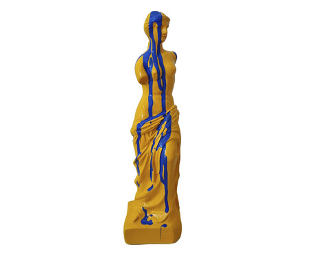 Escultura Deusa Grega Vênus Amarelo e Azul