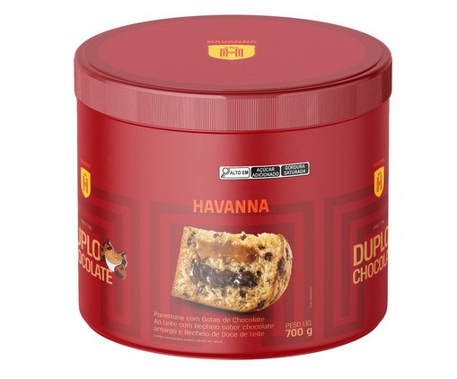 Panettone Duplo Recheio Chocolate Meio Amargo e Dulche de Leche - 700g, Vermelho | WestwingNow