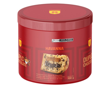 Panettone Duplo Recheio Chocolate Meio Amargo e Dulche de Leche - 700g