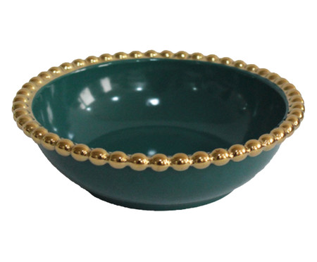 Bowl em Porcelana Borda Bolinhas Belini Dourada - 18X6cm
