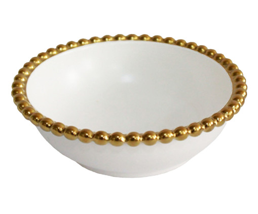 Bowl em Porcelana Borda Bolinha Belini Dourada - 18X6 cm, Branco | WestwingNow