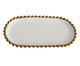 Bandeja em Porcelana Borda Bolinhas Belini Dourada - 24,5X2,5X12,5cm, Branco | WestwingNow