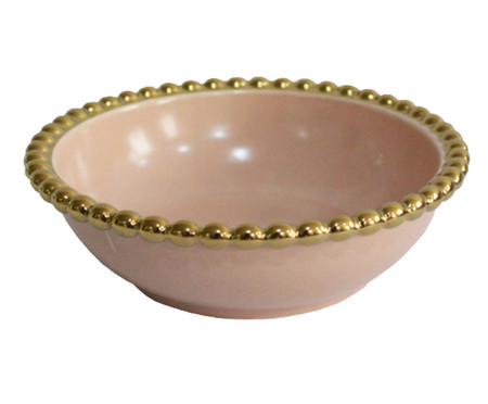 Bowl em Porcelana Borda Bolinhas Belini Dourada - 18X6 cm