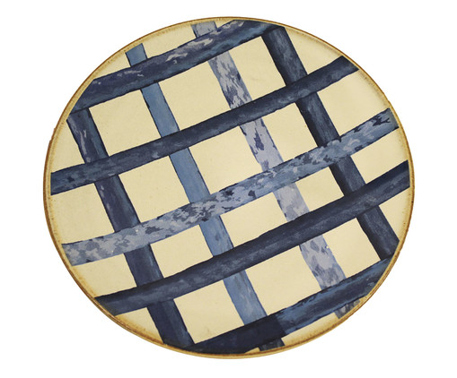 Prato para Sobremesa em Porcelana Vintage Xadrez Paros Al Mare - 14,8X1,5cm, Colorido | WestwingNow