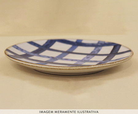 Prato para Sobremesa em Porcelana Vintage Xadrez Paros Al Mare - 14,8X1,5cm | WestwingNow