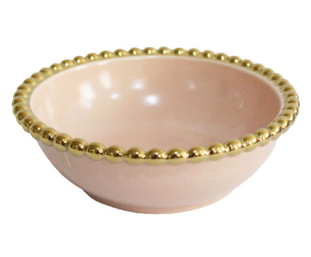 Bowl em Porcelana Borda Bolinhas Belini Dourada - 14,5X5 cm
