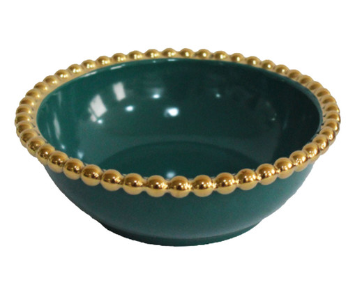 Bowl em Porcelana Borda Bolinhas Belini Dourada - 14,5X5cm, Verde | WestwingNow