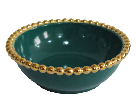 Bowl em Porcelana Borda Bolinhas Belini Dourada - 14,5X5cm