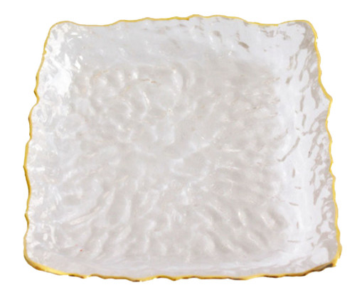 Enfeite Brisa Organic Clear com Detalhe Dourado - 16X3X16cm, Branco | WestwingNow