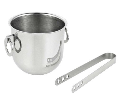 Balde para Gelo com Pinça em Inox Bottega - 9X12cm, Prata ou Metálico | WestwingNow