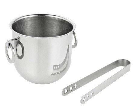 Balde para Gelo com Pinça em Inox Bottega - 9X12cm | Westwing