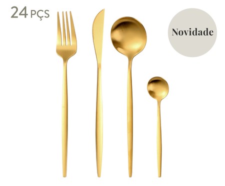 Faqueiro em Inox Constantinne Dourado