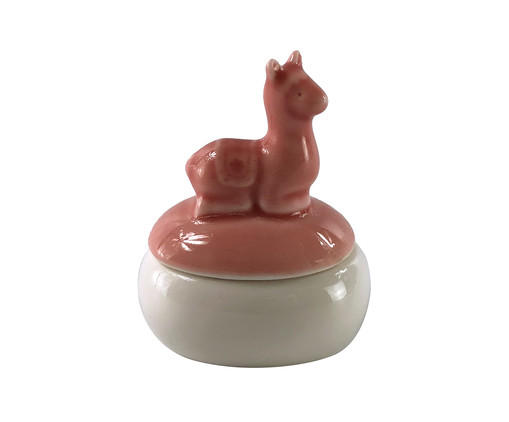 Pote Decorativo em Porcelana Lhama - 6X8X5cm, Rosa | WestwingNow