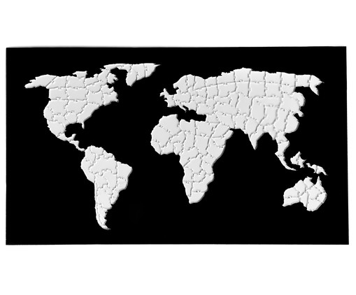 Quebra-Cabeça Preto Mapa Mundi Preto, Preto | WestwingNow