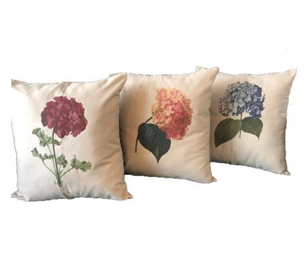 Jogo de Capas de Almofada Hortênsias Floral - Bege | Westwing