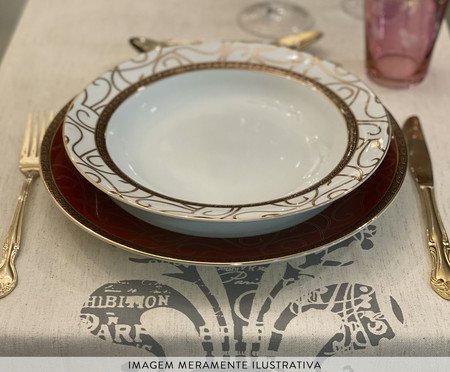 Caminho de Mesa em Linho Flor de Lis - Bege | Westwing