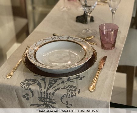 Caminho de Mesa em Linho Flor de Lis - Bege | Westwing
