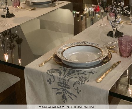 Caminho de Mesa em Linho Flor de Lis - Bege | Westwing