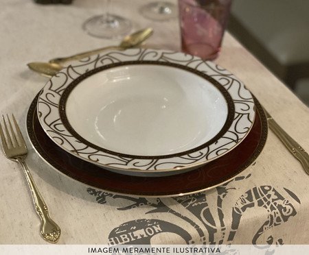 Caminho de Mesa em Linho Flor de Lis - Bege | Westwing