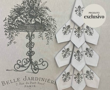Jogo de Toalha e Guardanapos em Linho Branco Jardinière - 10 Lugares | Westwing