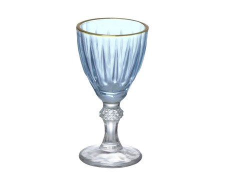 Taça para Licor Dominic Azul com Borda Dourada | Westwing