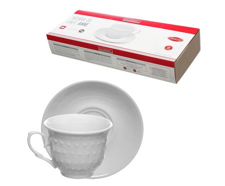 Jogo de Xícara para Café Anne em Porcelana Branca | Westwing