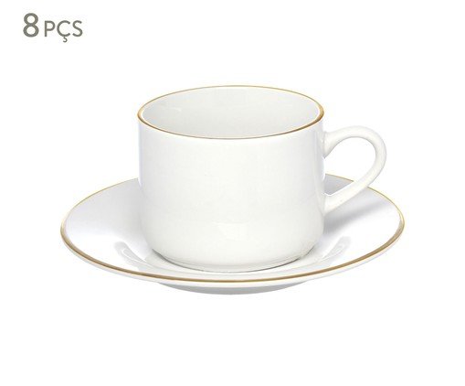 Jogo de Xícara para Chá Roya em Porcelana Branca, Branco | WestwingNow