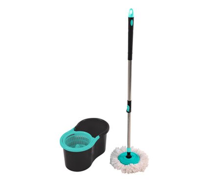Mop Giratório Esfregão em Aço Inox Preto e Azul | Westwing