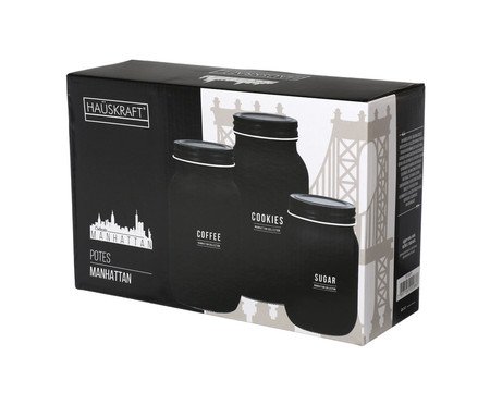 Jogo de Pote Manhattan Preto | Westwing