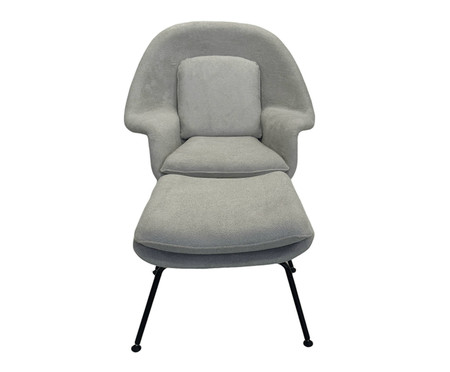 Poltrona Womb Chair com Pufe Revestida  Boucle  Creme | WestwingNow