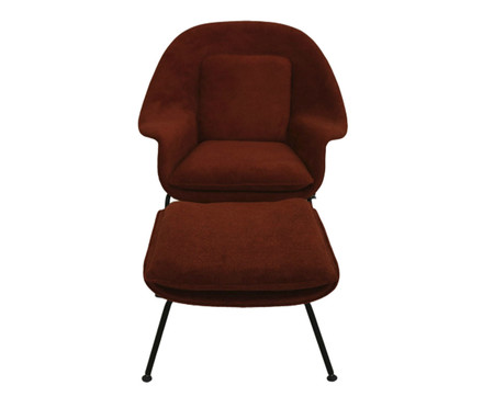 Poltrona Womb Chair com Pufe Revestida  Boucle  Telha | WestwingNow