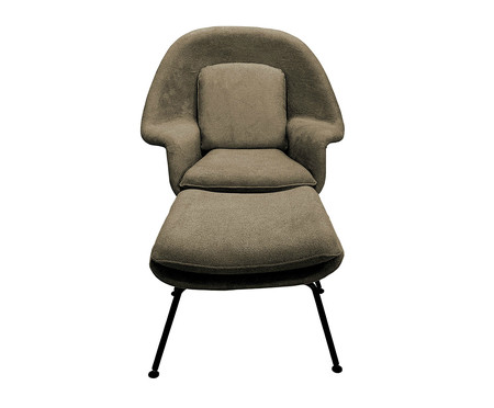 Poltrona Womb Chair com Pufe Revestida  Boucle  Bege | WestwingNow