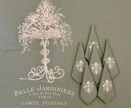 Jogo de Toalha de Mesa e Guardanapos em Linho Verde Jardinière | Westwing