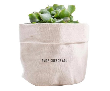 Cachepot em Algodão Cru Amor cresce aqui | Westwing