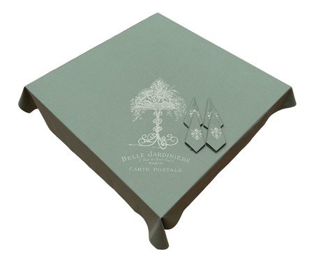 Jogo de Toalha de Mesa e Guardanapos em Linho Verde Jardinière | Westwing