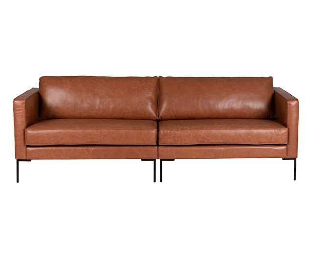 Sofá 4 lugares em Couro Ettore Caramelo