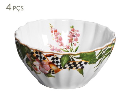 Jogo de Bowls de Cerâmica Floral Chess - Colorido