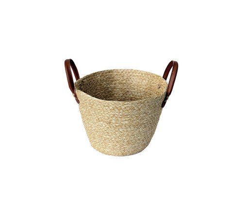 Cesto Pequeno de Fibra Natural com Alça Mocca I, beige | WestwingNow