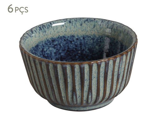 Jogo de Ramequins Médio Linhas Titanium Azul, Azul | WestwingNow